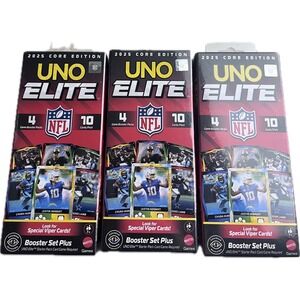 3 PACK - UNO Elite NFL 2025 Core Edition Football Booster Set *SEALED*